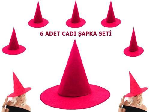Büro Ev Ofis Etkinlik Gösteri Çocuk Cadı Kostümü Şapkası için 6ADET Pembe Fuşya Keçe Şapka Seti