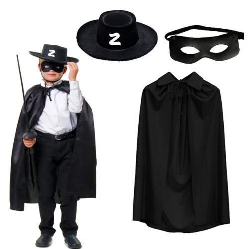 Büro Ev Ofis Etkinlik Gösteri Çocuk Kostümü için Zorro Pelerin Şapka Maske Seti