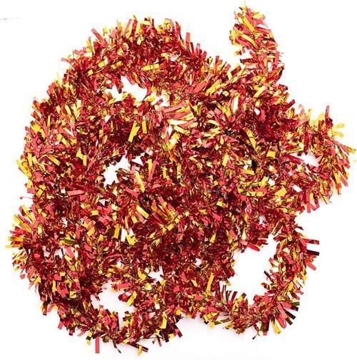 Büro Ev Ofis Etkinik Süsleri için 4x180CM Golden Kırmızı Garland Çift Renk Sim Süs