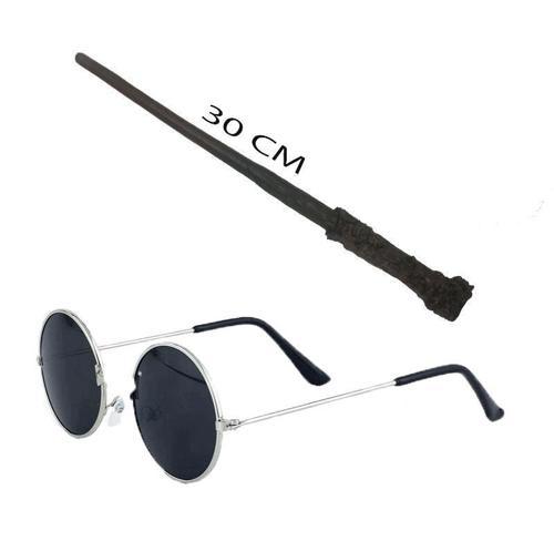 Büro Ev Ofis Etkinlik Gösteri Kostümü için 2PARÇA HPotter 30CM Asa Siyah Metal Gözlük Seti