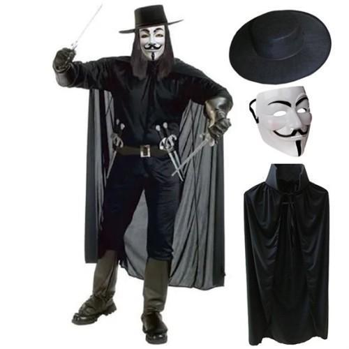 Büro Ev Ofis Etkinlik Gösteri Kostümü için 3PARÇA V For Vendetta Seti