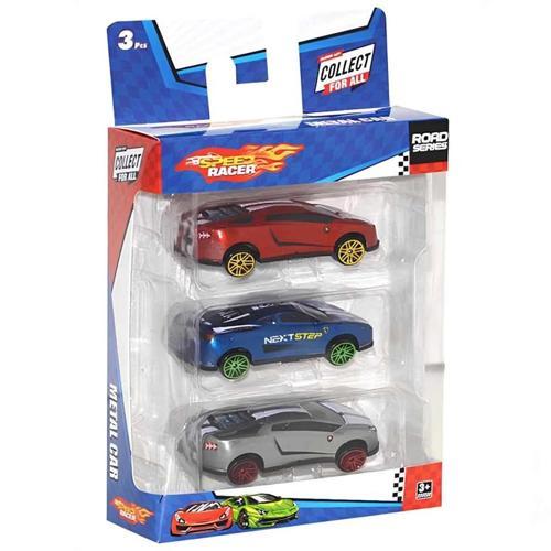 Çocuk Speed Racer Road Series Metal Model Araba Seti 3'lü