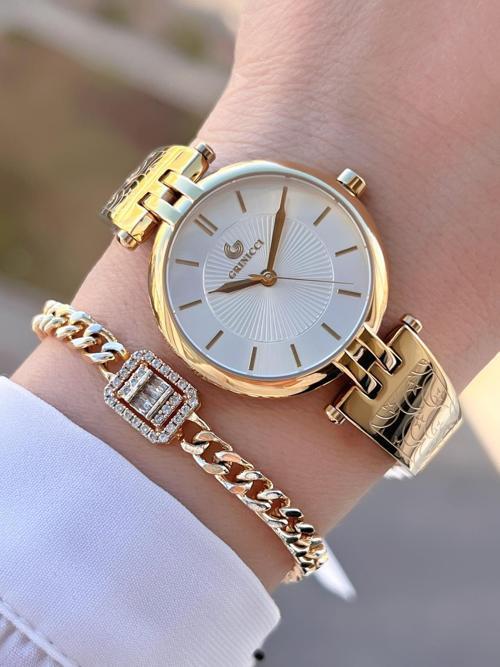 Altın Kaplama Kararma Renk Atma Yapmaz 3Atm Su Geçirmez+Bileklik Lady Wristwatch GRC.101.M1