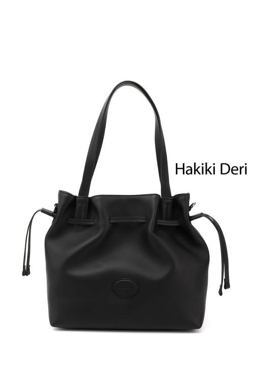 Kadın Siyah Hakiki Deri El ve Omuz Çantası