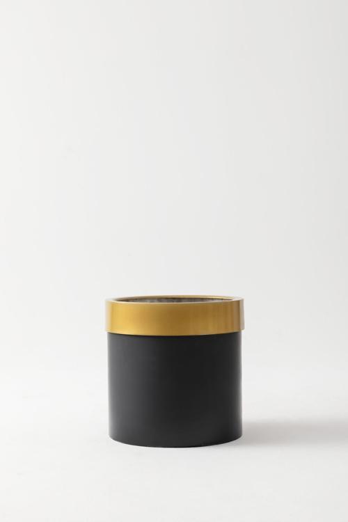 Metal Saksı Siyah Gold Bilezikli 22*22*22