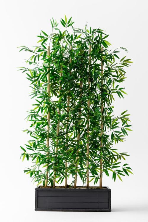 Yapay Bambu Seperatör Ahşap Antrasit Saksı 175 Cm 