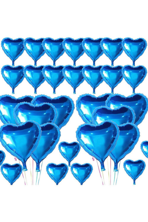 Metalize Parlak Mavi Kalp Şekilli Uçan Balon Folyo 18 İnç 45 Cm 25 Adet