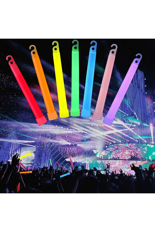 Karanlıkta Yanan Asılabilir Ip Aparatlı Glow Stick Kolye Glow Stick Lamba 6 Adet 6 Renk 15 Cm