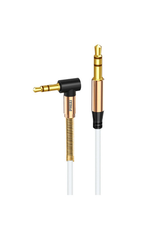 Basic A811 Ergonomik 'L' Kesim Metal Başlıklı Ve Yaylı 3.5Mm Aux Kablo - Dayanıklı, Şık Ve Fon