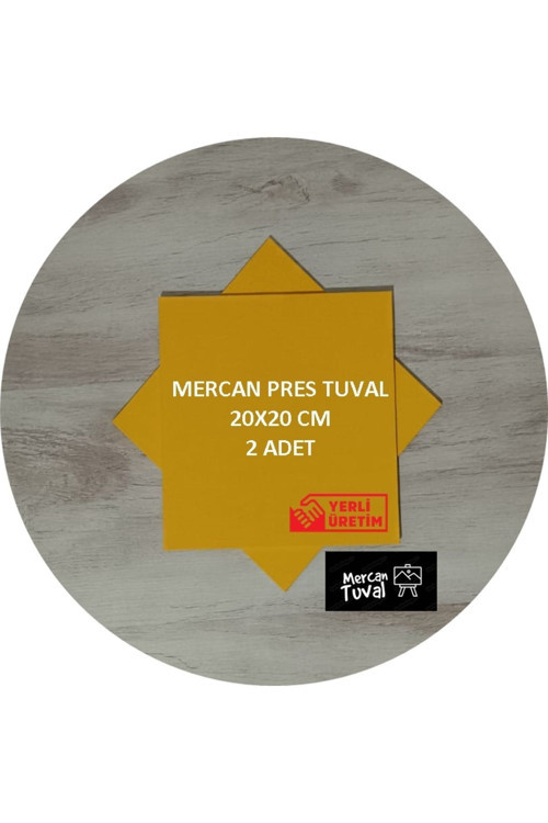 Mercan Sarı Pres Tuval 2 Li Paket 20 Cm X 20 Cm
