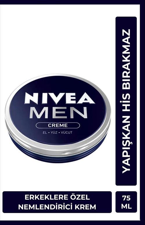 MEN Erkek Creme 75ml, Yoğun Nemlendirici, Yağlı ve Yapışkan His Bırakmaz, Hızlı Emilir, El Vücut Yüz
