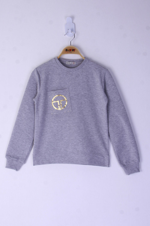 Toontoy Kız Çocuk Cebi Arma Baskılı Sweatshirt