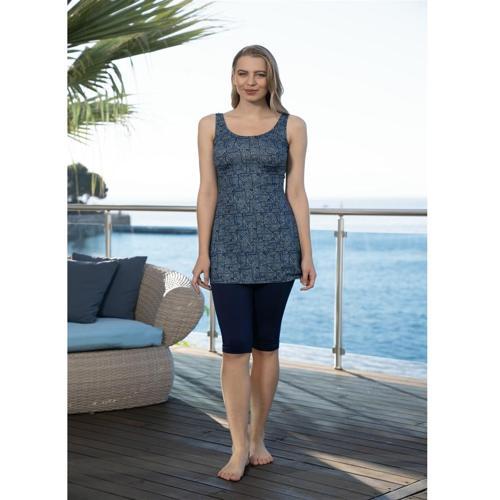 Dijital Baskı Empirme Askılı Taytlı Mayo