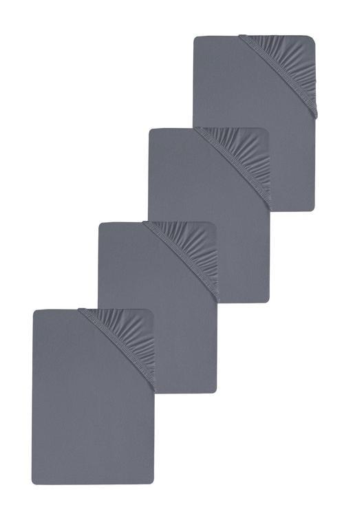 4 Adet Düz Pamuklu Çift Kişilik 180 x 200 cm Lastikli Penye Çarşaf