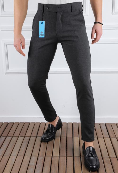 Erkek Düz Kesim Kaliteli Esnek Likralı Bilek Boy Kumaş Pantolon-7202