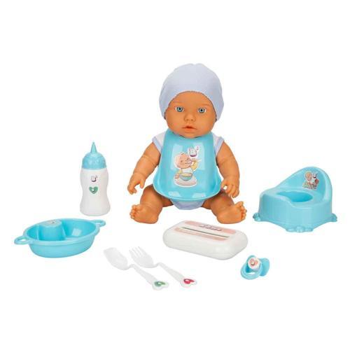 Bebelou Sesli Bakım Zamanı Bebek Oyun Seti 32 cm 38239 Mavi