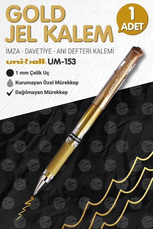 Uni-Ball Um-153 Signo Broad Roller Kalem  GOLD 1.0 mm Davetiye Kalemi /Gold Yazan Davetiye Anı Defteri Kalemi / İmza Kal