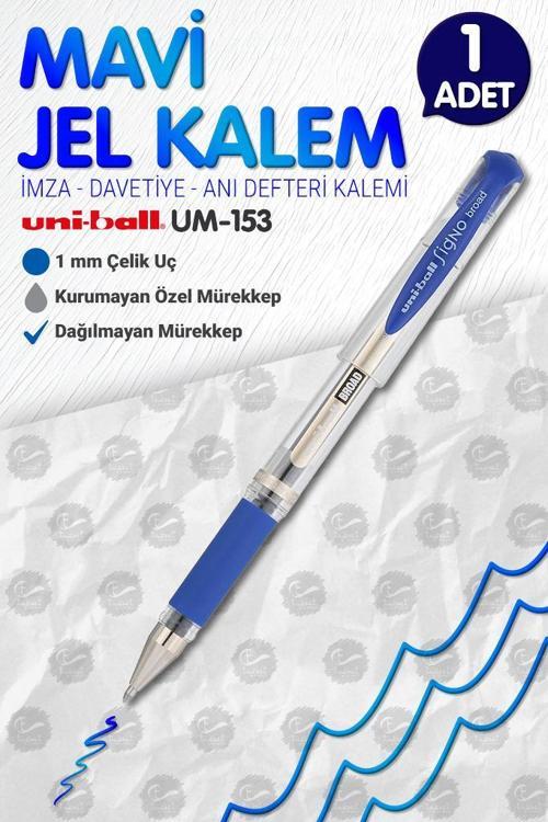 Uni-Ball Um-153 Signo Broad Roller Kalem  MAVİ 1.0 mm Davetiye Kalemi /İmza Kalemi / Jel Kalem / MAVİ Yazan Davetiye Anı