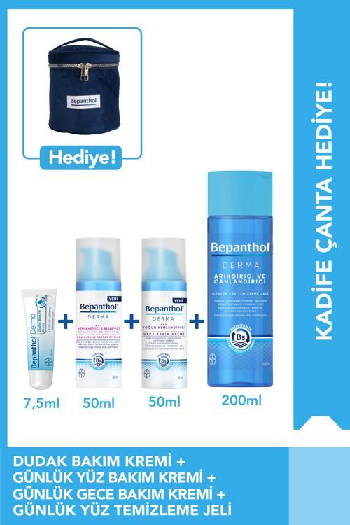 Gece & Gündüz & Dudak Yüz Bakım ve Temizleme Seti + Kadife Çanta Hediye