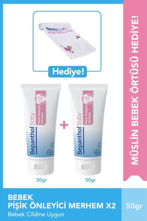 Pişik Önleyici Merhem 50g 2'li Paket + Müslin Bebek Örtüsü Hediye