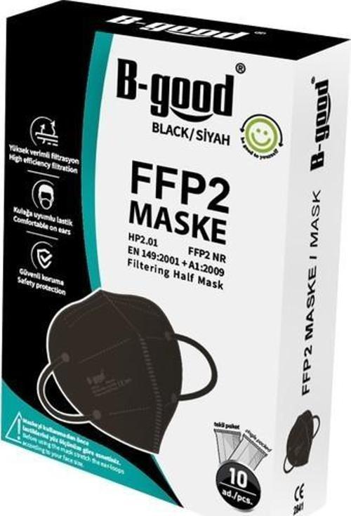 Ffp2 Siyah Maske 10'Lu