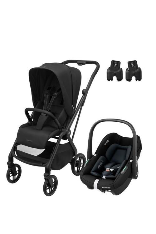Leona2-Pebble S Tek Elle Katlanabilen Ultra Kompakt Çift Yönlü Seyahat Sistem Bebek Arabası Black