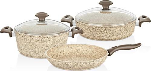 Creamy  5 Parça Granit Tencere Tava Seti kahverengi