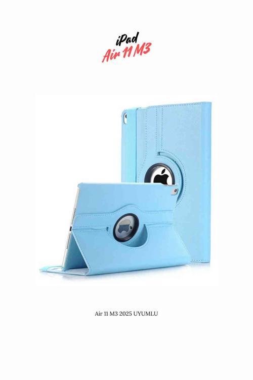 iPad Air 11 M3 2025 Uyumlu 360° Yatay Dikey Dönebilen Deri Tablet Kılıfı