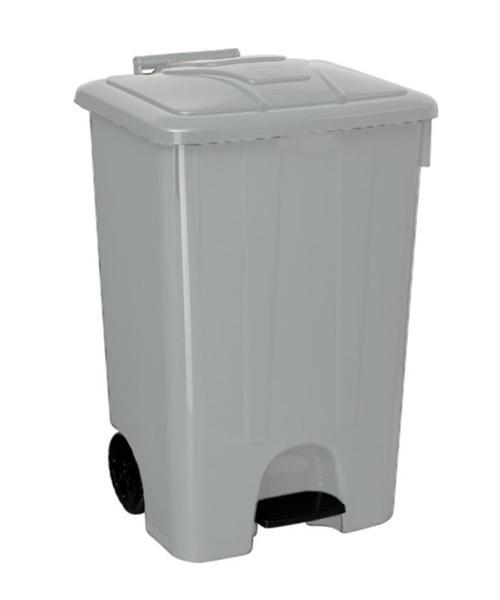 SY-4265 Gri 85 lt Köşeli Pedallı Tekerlekli Çöp Kovası