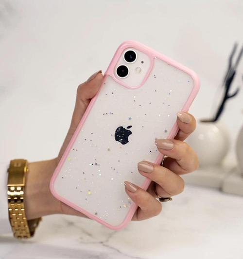 iPhone 11 Premium Simli Şeffaf Mika Silikon Kılıf