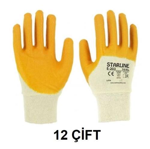 STARLINE E 203 SARI NİTRİL ELDİVEN ( 12 çift ) beden NO 10 / XL