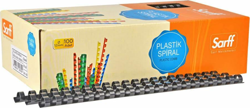 12MM SİYAH PLASTİK SPİRAL KUTU - 100ADET
