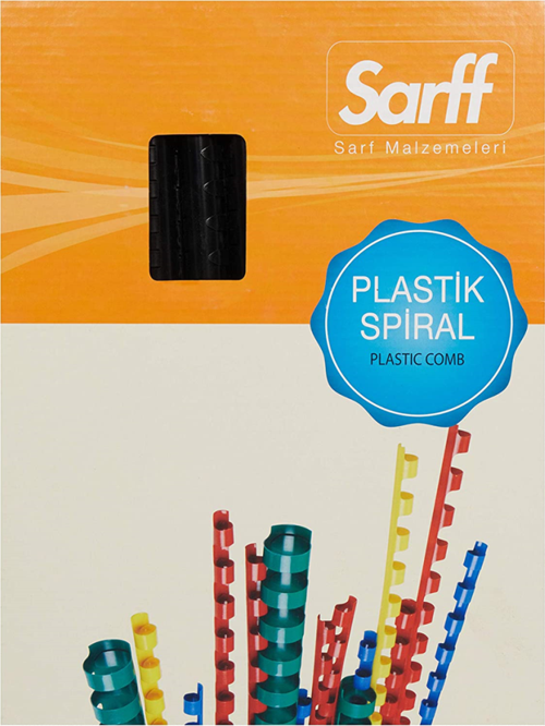 16mm.SİYAH DELUX Plastik Spiral 100  Adet