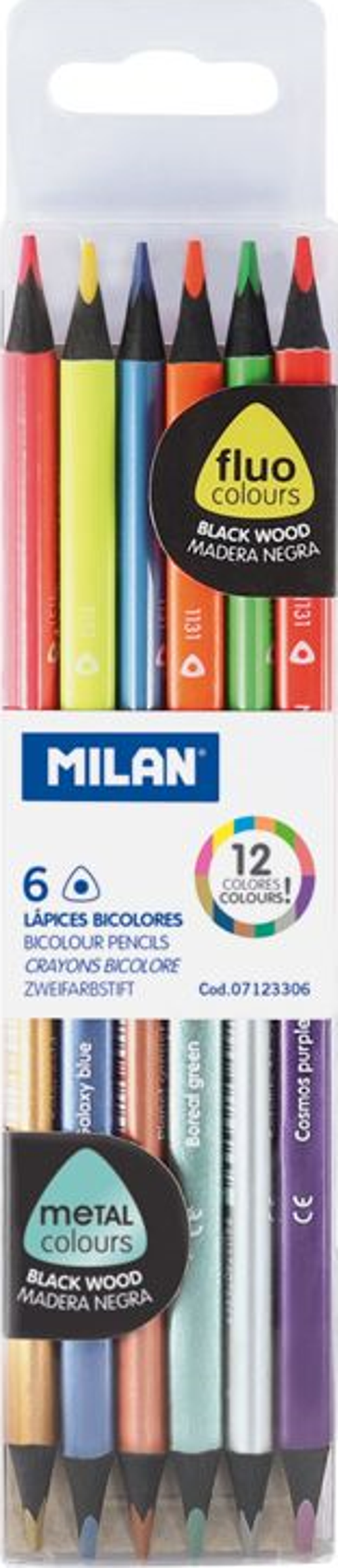 MILAN 07123306 METALIK ÇİFT UÇLU KURU BOYA - 6 LI