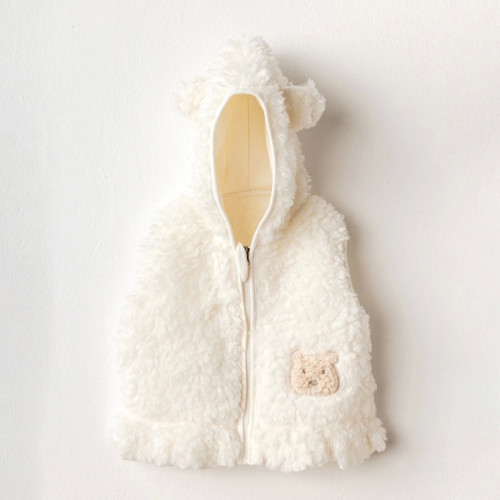 Ac25138 Plush Basic Bebe Yelek Ekru