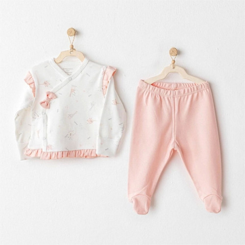 Ac25508 Sıde Snap Set Love Family 2'li Zıbın Set Salmon
