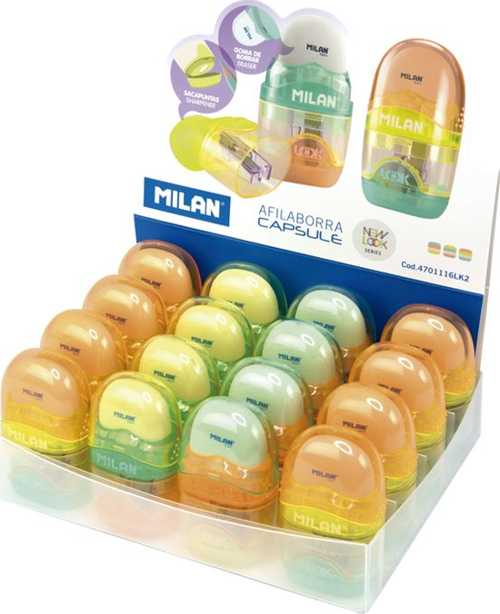 MILAN 4701116LK2 CAPSULE Kalemtıraş/SİLGİ(NEW LOOK) - 16ADET