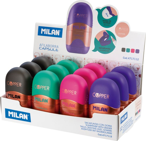 MILAN 4717112 CAPSULE Kalemtıraş/SİLGİ(COPPER) - 12ADET