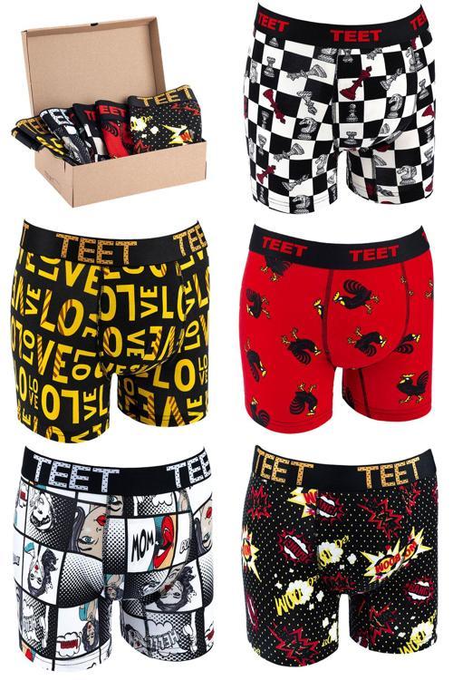 Erkek Boxer Pamuklu Desenli DeLuxe 5'li Set