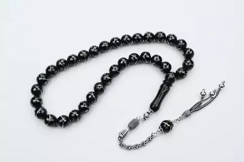 Oltu Taşı Küre Tek Zikzak Dörtlü Baklava İşlemeli Tespih