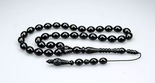 Oltu Taşı Özel Seri  İmame  Baklava Oyma   İşçilikli Tespih