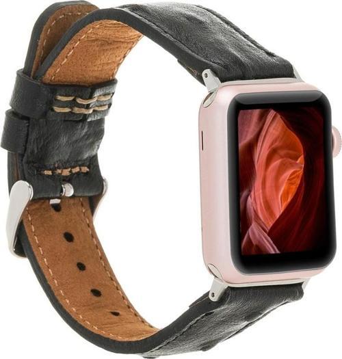 Apple Watch Uyumlu Deri Kordon 42-44-45mm DE5 Siyah