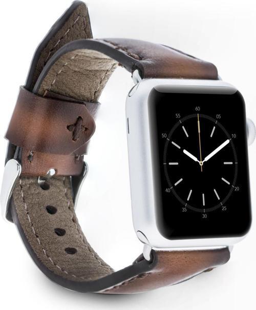 Apple Watch Uyumlu Deri Kordon 42-44-45mm SM26 Kahve