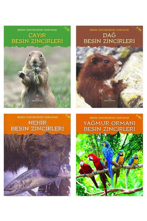 Tübitak Yayınları Besin Zincirlerini Korumak 4Lü Set - Çayır Besin Zincirleri Dağ Nehir Yağmur Ormanı Besin Zincirleri