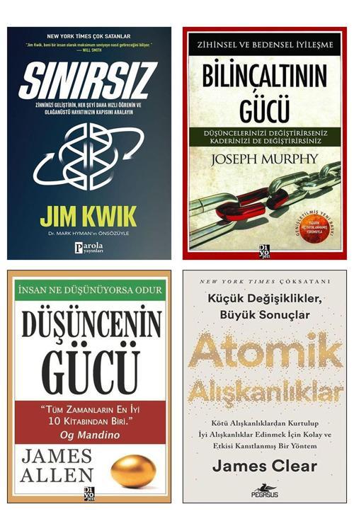 Parola Yayınları Bilinçaltının Gücü Joseph Murphy + Düşüncenin Gücü + Sınırsız Jim Kwik + Atomik Alışkanlklar / 4Lü S