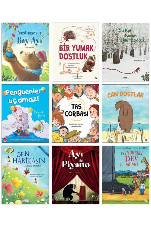 İş Bankası Kültür Yayınları Can Dostlar Yardımsever Bay Ayı Bir Yumak Dostluk Bu Kış Kimse Üşümeyecek Penguenler Uçamaz 9Lu Set