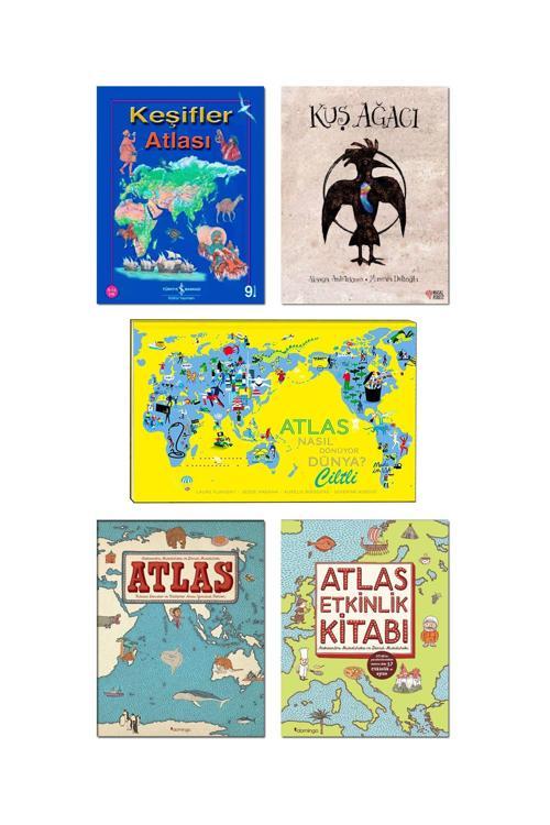 İş Bankası Kültür Yayınları Keşifler Atlası Kuş Ağacı Atlas Nasıl Dönüyor Dünya? Ciltli Dünya Atlası Atlas Etkinlik Kitabı 5Li