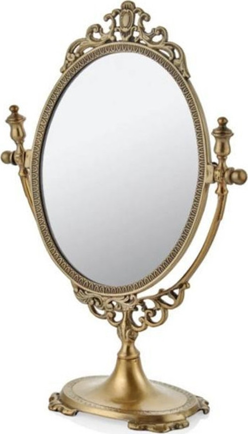 Beauty Antik Gold Oval Masa Aynası 25 x 10 x 37 Cm