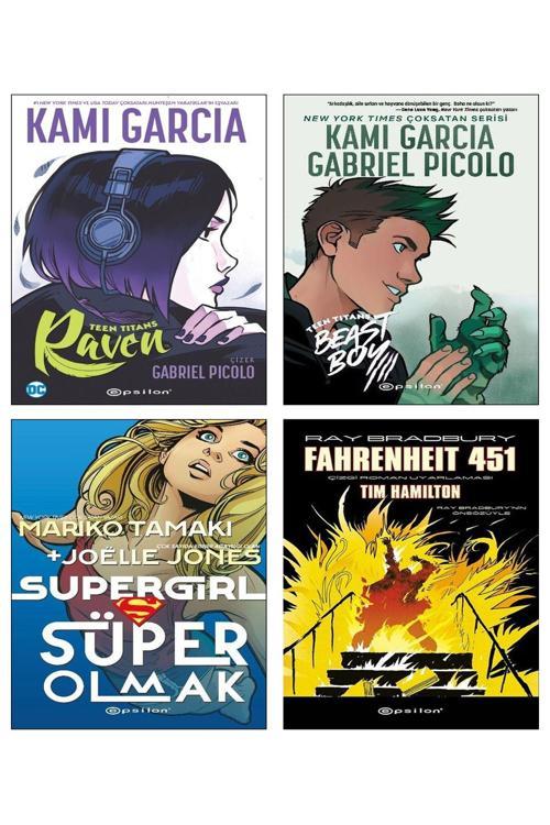 Epsilon Yayınevi Teen Titans Raven + Beast Boy + Super Girl Süper Olmak + Fahrenheit 451 Çizgi Roman Uyarlaması / 4Lü