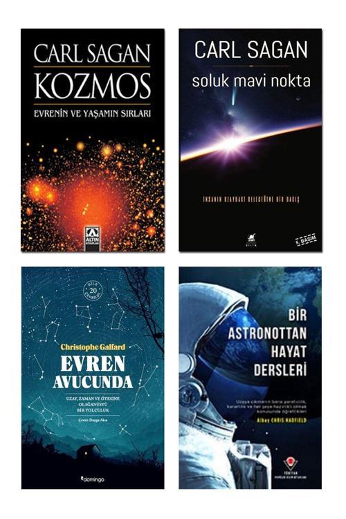 Domingo Yayınevi Bir Astronottan Hayat Dersleri + Kozmos Carl Sagan + Soluk Mavi Nokta + Evren Avucunda / 4 Kitap Set